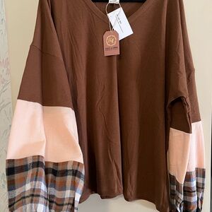COPY - Grace & Emma Brown Colorblock Sweater